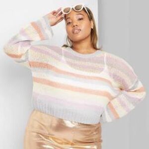 NWOT Pastel Rainbow Striped Crewneck Sweater New